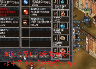 如何搭配1.85合击传奇私服中的顶级武林绝学组合? 如何搭配1.85合击传奇私服中的顶级武林绝学组合?