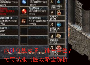 盛世征战沙场,谁与争锋?传奇私服制胜攻略全解析 盛世征战沙场,谁与争锋?传奇私服制胜攻略全解析