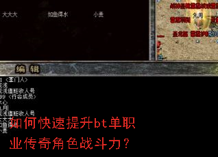 如何快速提升bt单职业传奇角色战斗力? 如何快速提升bt单职业传奇角色战斗力?