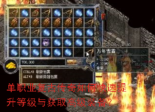 单职业复古传奇如何快速提升等级与获取高级装备? 单职业复古传奇如何快速提升等级与获取高级装备?