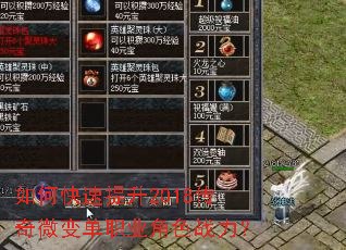 如何快速提升2018传奇微变单职业角色战力? 如何快速提升2018传奇微变单职业角色战力?